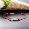 Bangles Moonmory 925 Sterling Silver CZ Big Crystal Red Rope Armband Half Red String Half Silver Chain Armband för kvinnliga smycken