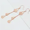 Boucles d'oreilles pendantes à breloque classique, gourde Fu en or violet 585 pour femmes de Style ethnique plaqué Rose 14K, bijoux de style Long