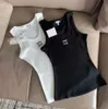 Womes designer mulher colheita camis anagrama-bordado algodão-mistura tanque topo curto t camisas yoga terno de malha fitness esportes senhoras t