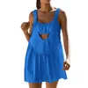 Abiti casual Donna Tennis Solid Cutout Tank Dress Beach Summer Built In Bras Sports Sundresses For Women