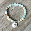 Charm Armbänder Matte Amazonit Stein Strang Armband Yoga Chakra Mala OHM Lotus Frauen Männer Perlen Handgemachten Schmuck