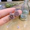 세트 2021 New Round Topaz Pink Quartz 여자 펜던트 목걸이 귀걸이 보석 여자 친구 액세서리 선물 선물을위한 고급 보석 세트