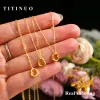 Pendants 24K Gold Pure Gold Love Heart Chain Pendant Women's Fine Jewelry Gift for Girlfriend And Wife 18K Gold Necklace Woman Jewelry