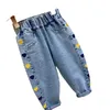 Jeans 2023 coréen printemps automne enfants bébé filles pantalons Denim élastique Wiast lâche Stretch enfant en bas âge filles pantalons enfants filles jean