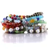 Bangles 10Pcs New Color Charm Alloy Bracelet Fashion Resin Beaded Stretch Women Bracelet High Quality Trend Jewelry Pearl Accessories