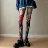 Frauen Socken Retro Gedruckt Strumpfhosen Abstrakte Porträt Strümpfe Weibliche Mehrfarbige Mode Strumpfhosen Nylon Seide Ins Lange