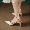 Białe kobiety eleganckie Mary Beige Jane Fashion High Heel oryginalna skórzana skórzana stóp do ubiwania butów 613