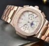 Nieuwe mode polshorloges heren automatische quartz horloges van hoge kwaliteit nautilusity 5740 luxe merk chronograaf klok roestvrijstalen riem herenhorloge