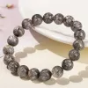 Bracelets JD Dyed Color Grey Rutilated Quartz Bead Bracelets Women Men Fashion Round Crystal Handmade Strand Bangles Balance Jewlery Gift