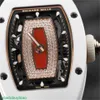 Richardmill RM07-01 Kvinnors klockor Röd läpp Vit keramisk sida rosguldskiva full t diamantdiameter 45,66 * 31,40mm FNXR