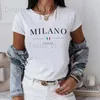 T-shirt da donna 2024 Moda donna Stampa T Shirt Lettera Tee Shirts Donna Harajuku Y2K Manica corta 2023 Estate Top in cotone Streewear femminile T240221