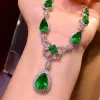 Necklaces Ruzzallati Lab Emerald Stone Banquet Necklace Sier Color Ladies Fashion Vintage Long Necklace Jewelry Party