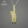 Naszyjniki Lotus Zabawa 18K Złota długa moda Cute Cat Pendant 925 Srebrne łańcuchy i naszyjniki dla kobiet Oryginalna biżuteria