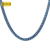 Collane Collana a catena cubana Personalità blu in acciaio inossidabile stile punk 7 mm resistente alla luce impermeabile moda regalo per la gioventù festa di laurea