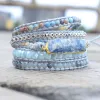 Bracelets Energy Chakra Row Blue Topaze bracelet bracelet de bracelet Jasper vintage Bracelet pour femmes Dropshippnig en cuir