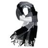 Bandanas Anglais Élégant Hommes Écharpe Doux Contraste Couleur Gland Décoratif Décontracté Hiver En Plein Air Pashmina Foulards Long Hijab