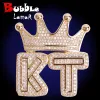 Necklaces Bubble Letter Custom Name Necklace for Women Baguette Crown Bail Real Gold Plated Charms Kid Hip Hop Jewelry