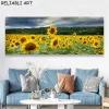 Natural Leaves Sunflower Flower Posters and Prints Canvas Painting Wall Art Pictures for Living Room Home Decor No Frame