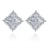 Boucles d'oreilles tendance pour femmes, carré en Zircon, luxe, blanc, ornement d'oreille de mariage, bijoux MS, cadeau, vente en gros et au détail