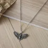 Pendant Necklaces Death Moth Necklace Vintage Sugar Skull Gothic Butterfly Rock Emo Goth Hiphop Women Men Jewelry Halloween Accessories