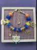 Pulseiras Amarelo Azul Grande Buraco Europeu Beads Letra Grega SGR Escudo Handsigh 1922 Coração Charme Lady Pulseira Jóias