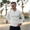 Polos Mod Fashion Turn Neck Dzianin Mężczyźni z długim rękawem jesienne sport Slim Fit Shirt Fitness Fitness Kulturystyka