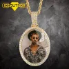 Colares Nova Chegada Fotos Personalizadas Medalhões Ovais Pingente Colar Para Mulheres Masculinas Gelado Zircão Cúbico Moda Hip Hop Jóias Presente