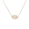 Ställer in 100% 925 Sterling Silver Gold Plated Vermeil Jewelry Marquise White Fire Opal Stone Evil Eye Charm Necklace