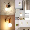 Wall Lamp Loft Antique Iron Simple Antlers American Country Retro Restaurant Bar Corridor Aisle Drop Delivery Home Garden Hotel Suppli Ot0Ka