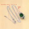 Set Oval Green Zircon White CZ 925 Silver Smyckesuppsättningar för kvinnorörhängen/hänge/halsband/ringar gratis presenter