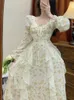 カジュアルドレスフランスレースヴィンテージドレス女性スプリングパーティーマキシマキシー韓国ファッション2024 Vestido Casamento Mulher Prom Deesses