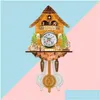 Wall Clocks Creative Retro Cuckoo Clock Wooden Handmade Hanging Bird Call Time Bell Watch Timekee Drop Delivery Home Garden Decor Dh1E6