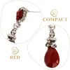 Backs Earrings Vintage Earring Clips No Pierced Ear Women Long (Red)