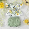 Clothing Sets 2Pcs/Set For Newborn Baby Girl 0-12months Floral Casual Suspenders Shirt Tops and Shorts Clothing Outfit Infant Clothes Suit