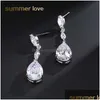 Stud Newest Sier Plated Cubic Zirconia Waterdrop Shape Drop Earring For Women Elegant Copper Gift Brides Bridesmaids Drop D Dhgarden Dhjgn