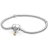 Bangles Authentic 925 Sterling Silver Moments Heart Closure Snake Chain Bracelet Bangle Fit Women Bead Charm Diy Fashion Jewelry