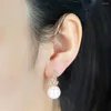 Stud Earrings Clear Cubic Zirconia Pearl For Women Girls 585 Rose Gold Color Geometric Pendant Fashion Jewelry Gifts KGE143