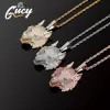 Collane GUCY Nuovo ciondolo testa di lupo animale color oro argento con pendente completamente ghiacciato AAAA zirconi cubici collana hip hop gioielli per regalo