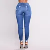 Женские брюки, женские джинсы скинни большого размера на талии, однотонные брюки-карандаш с нерегулярными ребристыми отверстиями, эластичные тонкие брюки S-3XL
