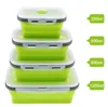 Silikonowe składane pudełka na lunch prostokąt Capible Bento Box Pojemnik na żywność miska 350/500/800/1200 ml 4pcs/set