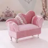 Rings Pink Sofa Velvet Jewelry Box Mini Furniture Shaped Jewelry Box Cute Earrings Ring Necklace Holder Dollhouse Accessories