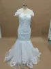 Romantische Spitze Meerjungfrau Brautkleider Elegant Off Shoulder Schatz Tüll Applikationen Brautkleider Rückenfreie Roben de Mariage BC2654