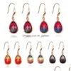 Dangle Chandelier Design de mode ronde goutte d'eau K9 boucles d'oreilles en cristal pour les femmes Colorf strass plaque d'or crochet Dangle Dhgarden Dhd90