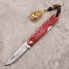 Promozione A2243 Coltello pieghevole Damasco Lama in acciaio Damasco Osso di mucca con manico in lamiera d'acciaio Coltelli tascabili EDC da esterno con borsa in nylon