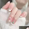 Falska naglar 24st jul falsk fyrkantig huvud fransk nagelpress på strass vattentäta faux naglar släpp leverans hälsa skönhet en otckj