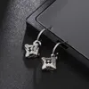 Nya Sterling Silver Needle Ear Studs Full Diamond Inlaid Black Rhombus Ear Studs High-klass Light Luxury Ear Studs