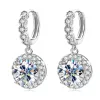 Boucles d'oreilles Anziw véritable étincelant 3.0 Ct D Moissanite boucles d'oreilles pendantes 100% 925 argent plaqué or 2.0ct boucle d'oreille suspendue pour femmes bijoux