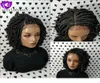 Handgemachte Kinky Curly Box Braids Perücke schwarz braun blond Ombre Farbe kurze geflochtene Lace Front Perücke für afrikanische Frauen8462245