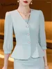 Werkjurken Yitimuceng Tweedelige sets Damesoutifits 2024 Elegante kraag met enkele rij knopen Blazer Effen casual slanke jurkpakken