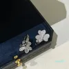 Örhängen charm designer s925 sterling silver full kristall fyra blad klöver studörhängen för kvinnor